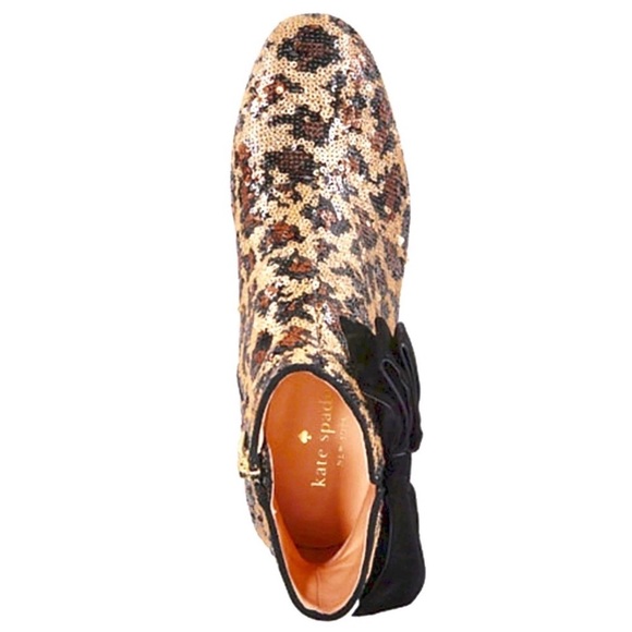 kate spade Leopard Sequin Bow Ankle Booties NIB! - Picture 4 of 5